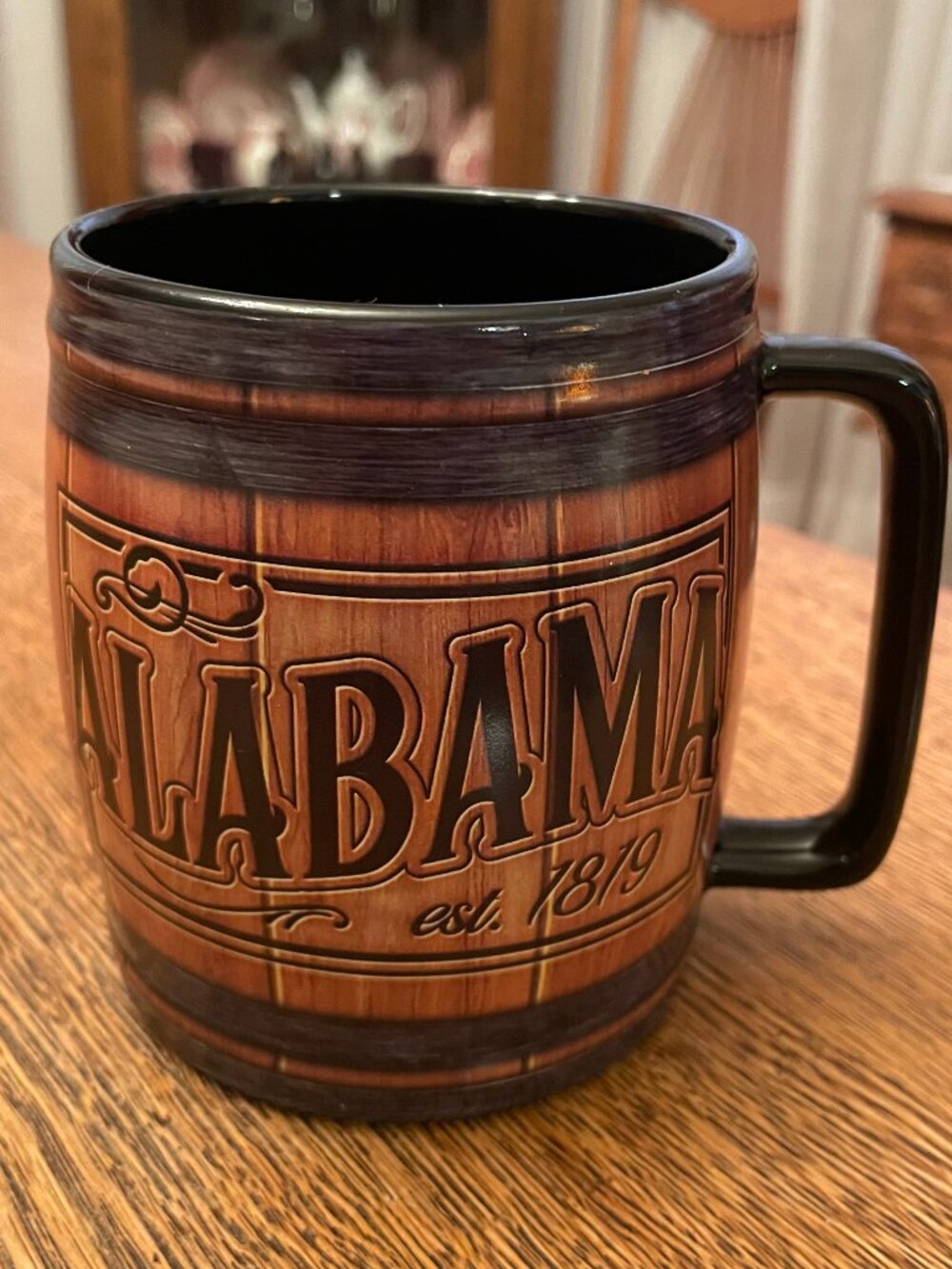 Alabama: Established 1819 Barrel Shaped Souvenir Coffee Cup Mug 17 ounces